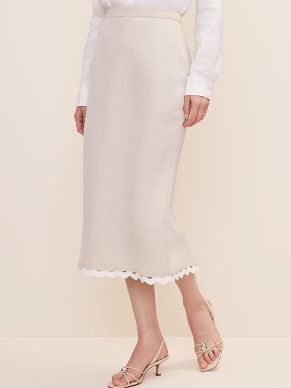 NWT Ric Rac Midi Skirt in Linen Blend - Ann Taylor